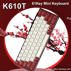 ajazz k610t 61 Tasten Drei-Modus-Funktastatur mechanisches Gaming weiße Hintergrundbeleuchtung Anti-Ghosting-Bluetooth-Tastatur für PC Lightinthebox