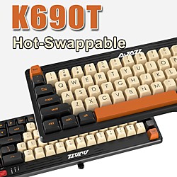 ajazz k690t Hot-Swap-fähige drahtlose mechanische Tastatur 69 Tasten RGB-Hintergrundbeleuchtung Bluetooth-Tastatur Gamer ergonomisch für PC-Laptop Lightinthebox