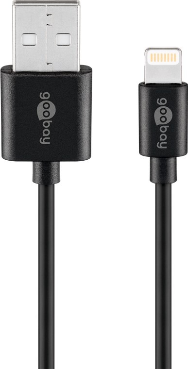 Lightning USB Lade- und Synchronisationskabel, für Apple iPhone, Apple iPod, Apple iPad, schwarz, 2 Meter