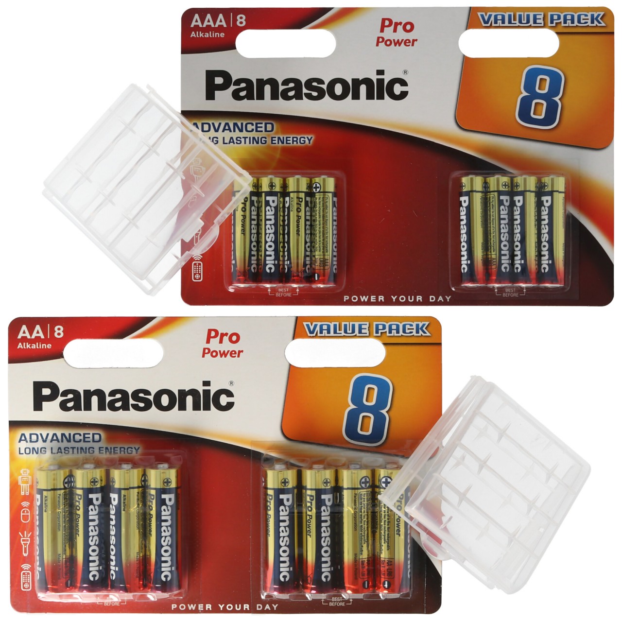 „ALL YOU NEED“-Paket mit 8x Panasonic AA Batterien, 8x Panasonic AAA Batterien und 2x Aufbewahrungsboxen