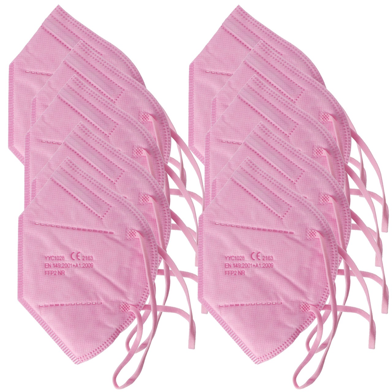 10 Stück FFP2 Maske Pink 5-Lagig, zertifiziert nach DIN EN149:2001+A1:2009, partikelfiltrierende Halbmaske, FFP2 Schutzmaske