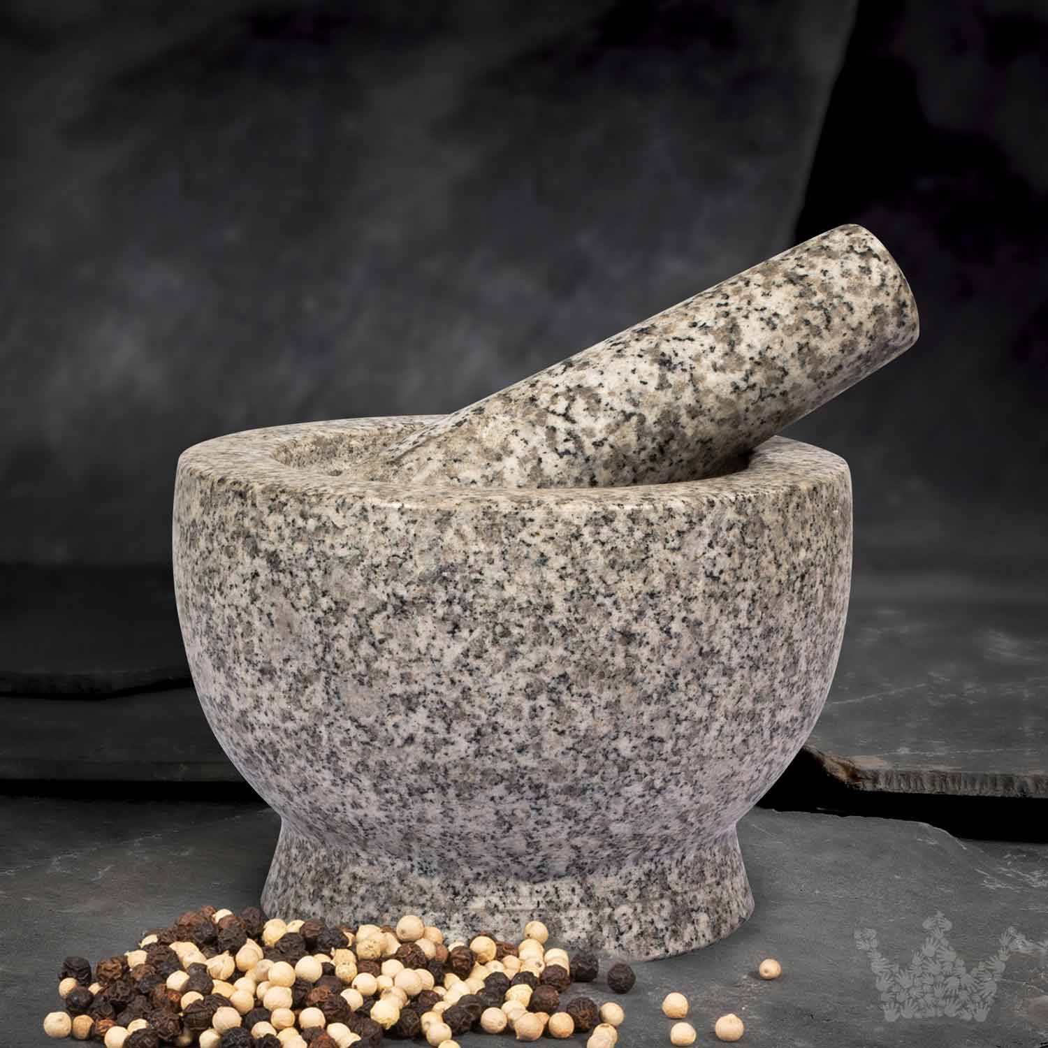 Granit-Mörser & Stößel Salomon, 2,4 kg, weiß-grau