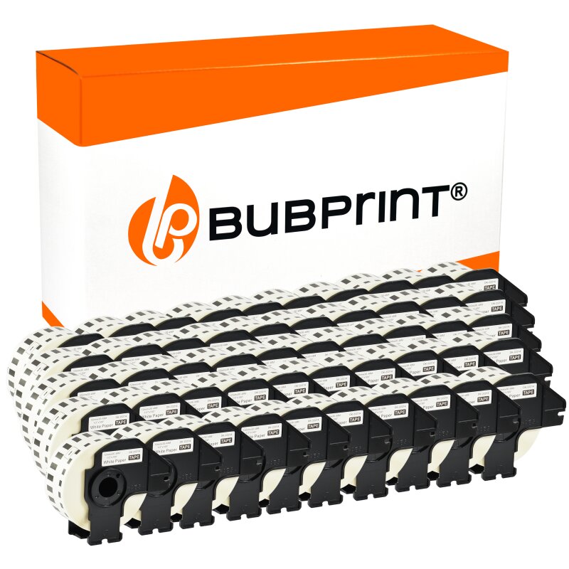 Bubprint 50x Rollen Etiketten kompatibel für Brother DK-22214 #2214 12mmx30,48m