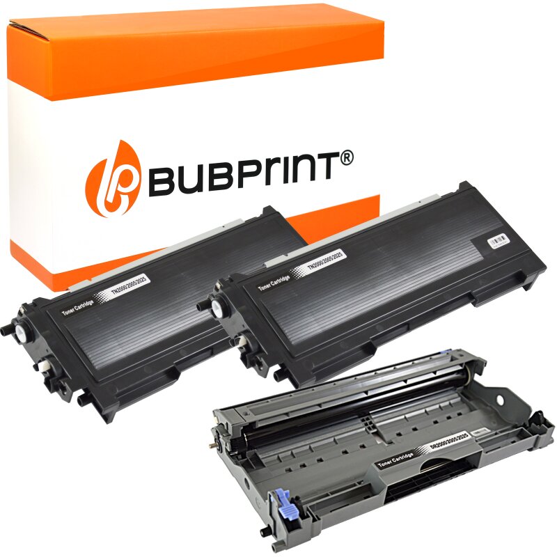 Bubprint 2x Toner kompatibel für Brother TN-2000 black & Drum DR-2000 DR-2005