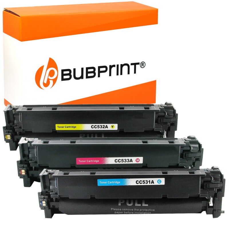 Bubprint 3x Toner kompatibel für HP CC531A- CC533A cyan magenta yellow