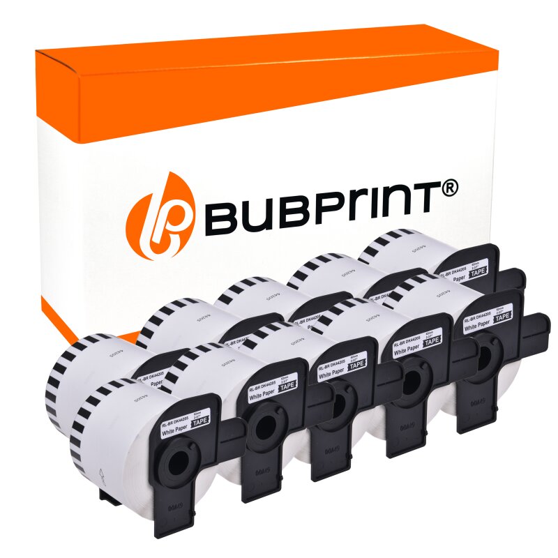 Bubprint 10 Etiketten kompatibel für Brother DK-44205 62mm x 30,48m